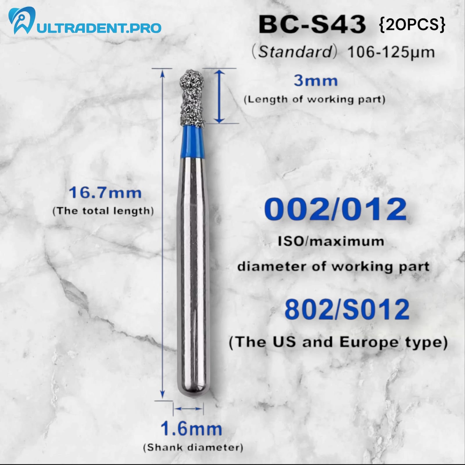 Blue BC Series Diamond Burs {20 PCS}