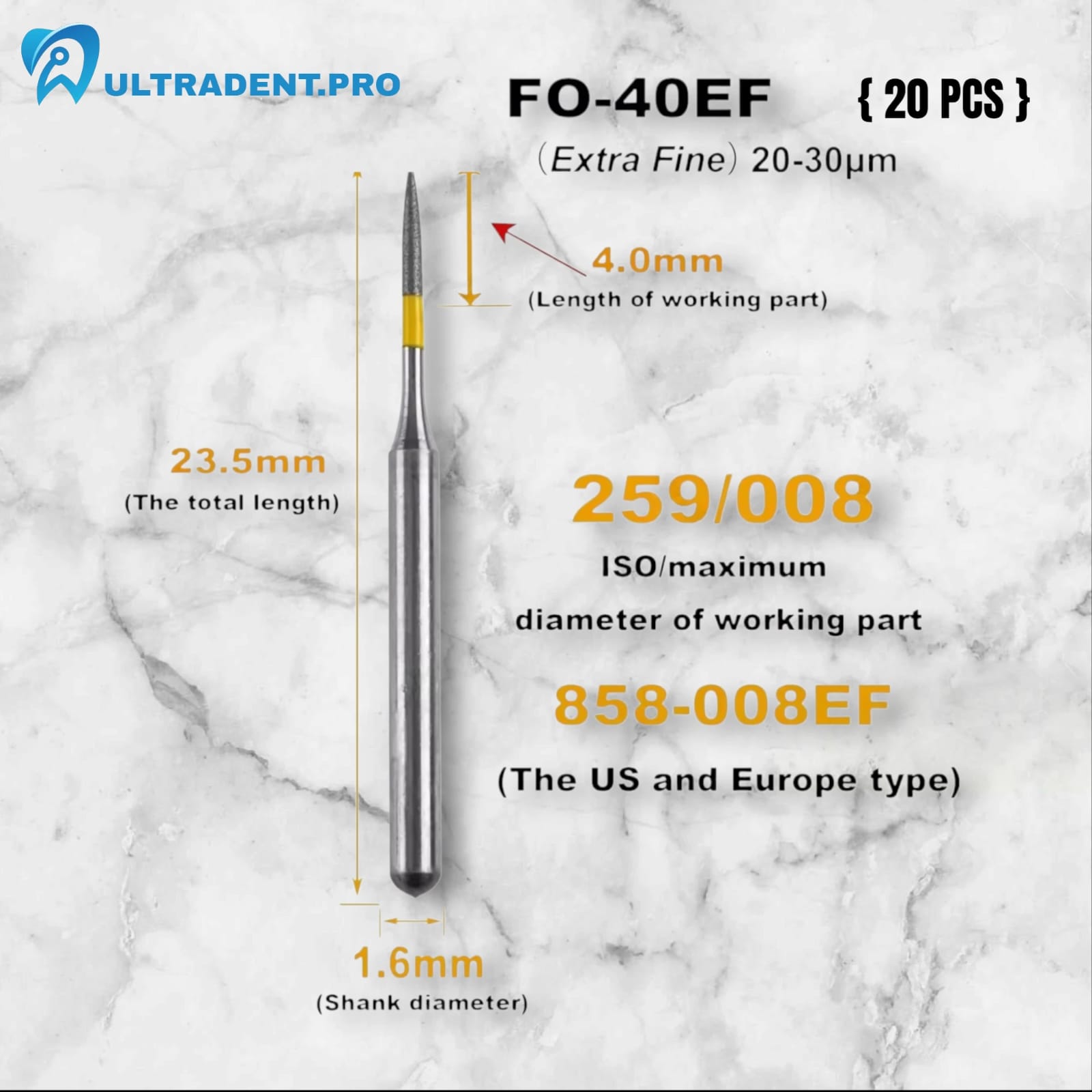 Yellow FO Series Diamond Burs {20 PCS}