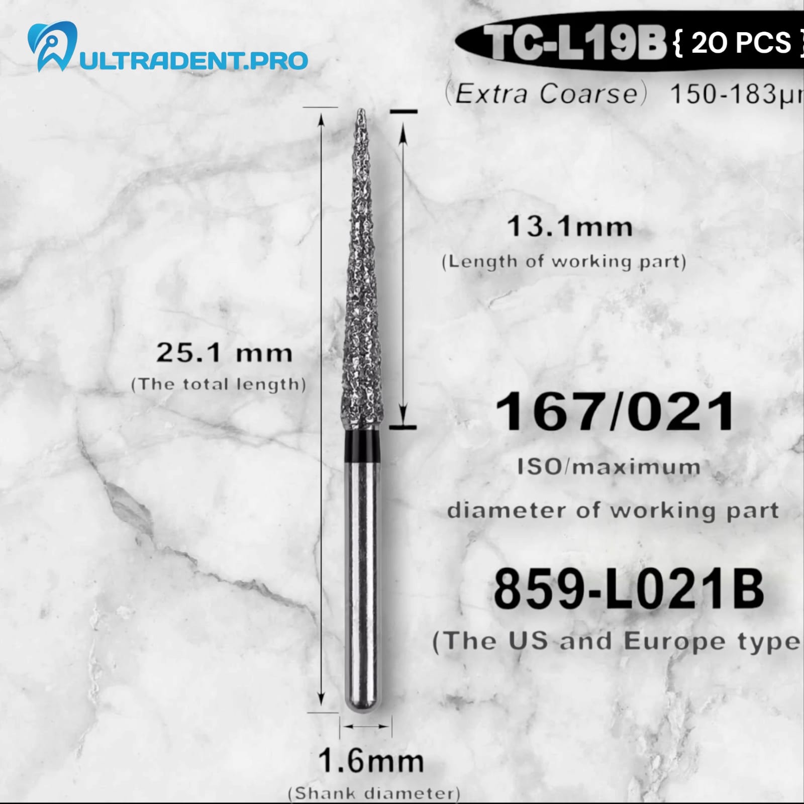 TC-10B Extra Coarse Dental Burs (20 PCS)