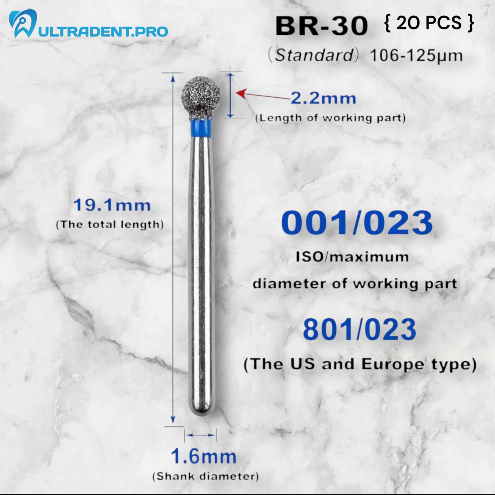 Blue BR Series Diamond Burs {20 PCS}