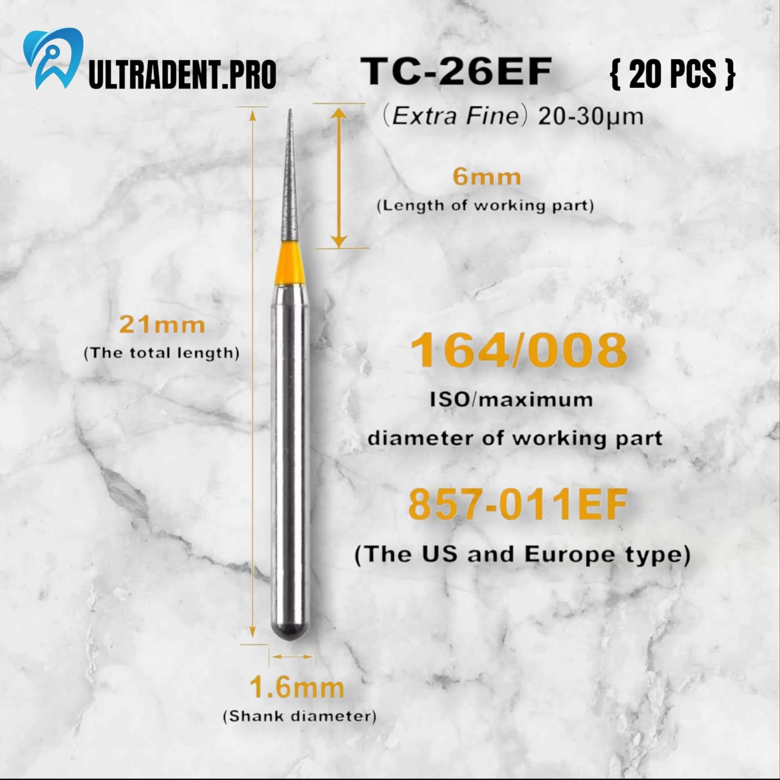 Yellow TC Series Diamond Burs {20 PCS}