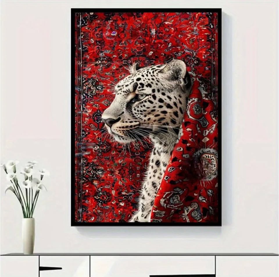Majestic Leopard on persian carpet art !
