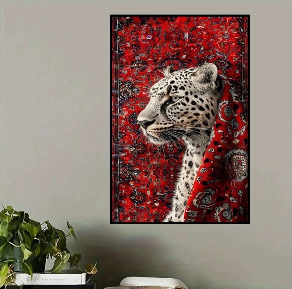Majestic Leopard on persian carpet art !