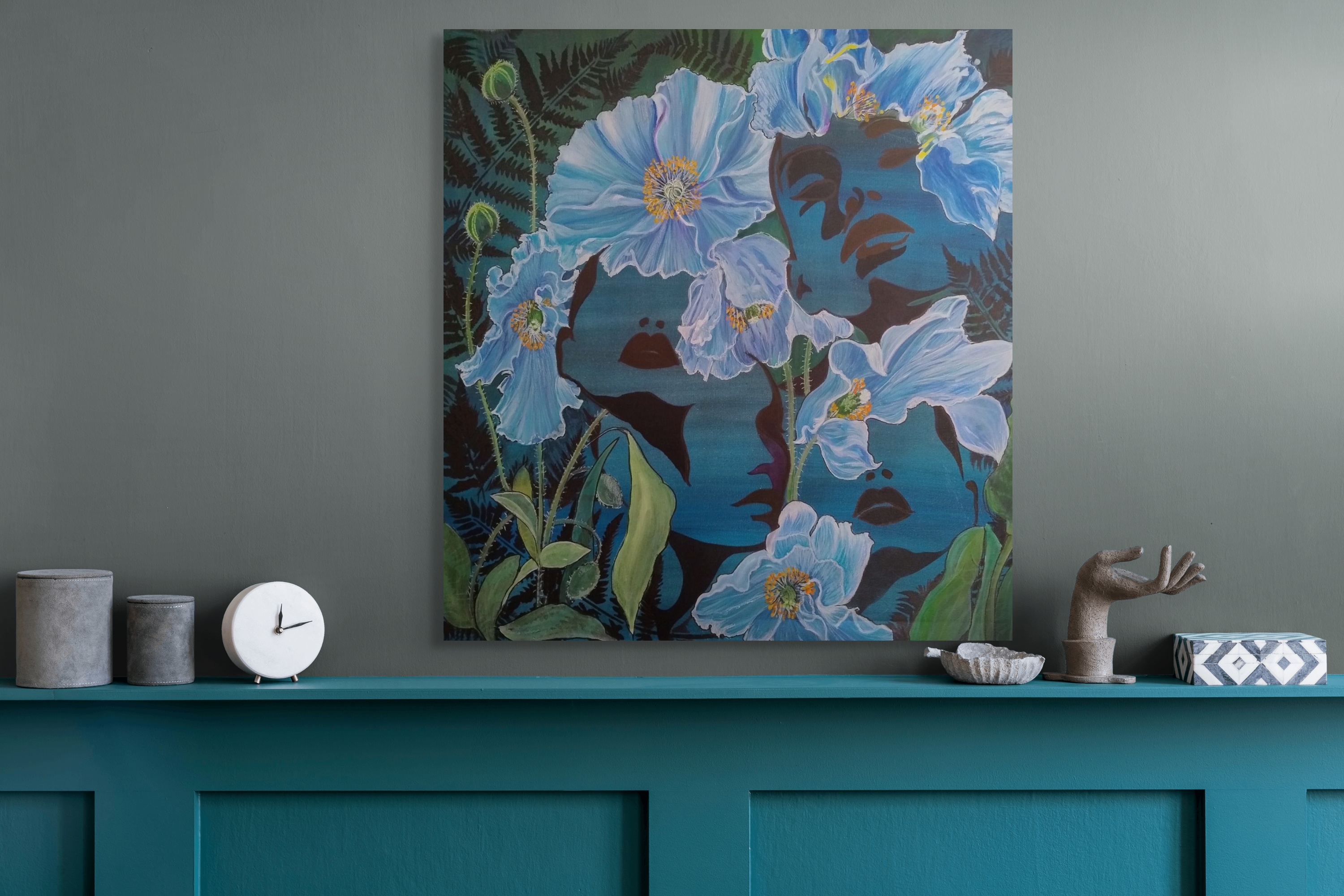 Blue Poppy Dream Art Canvas