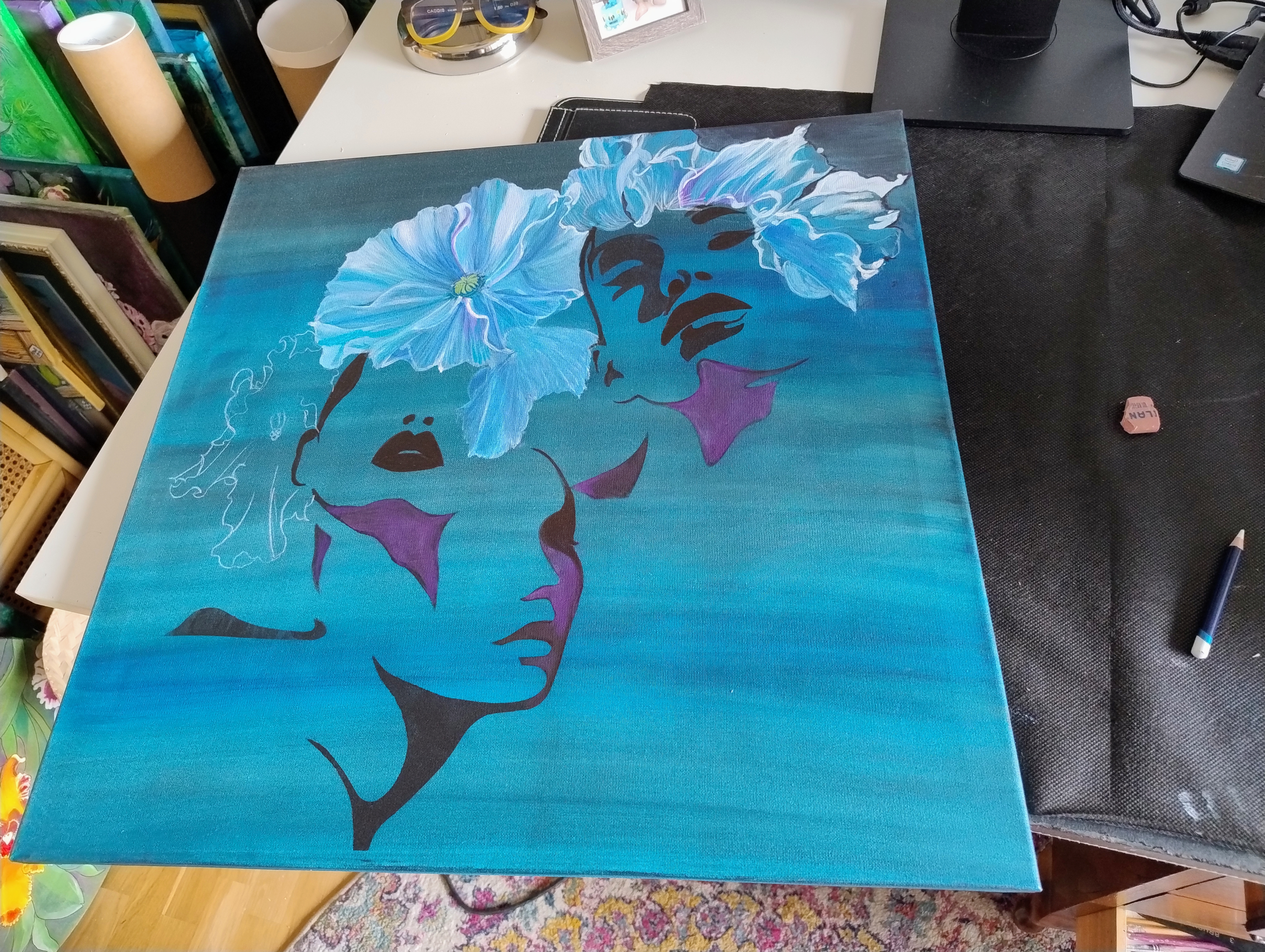 Blue Poppy Dream Art Canvas