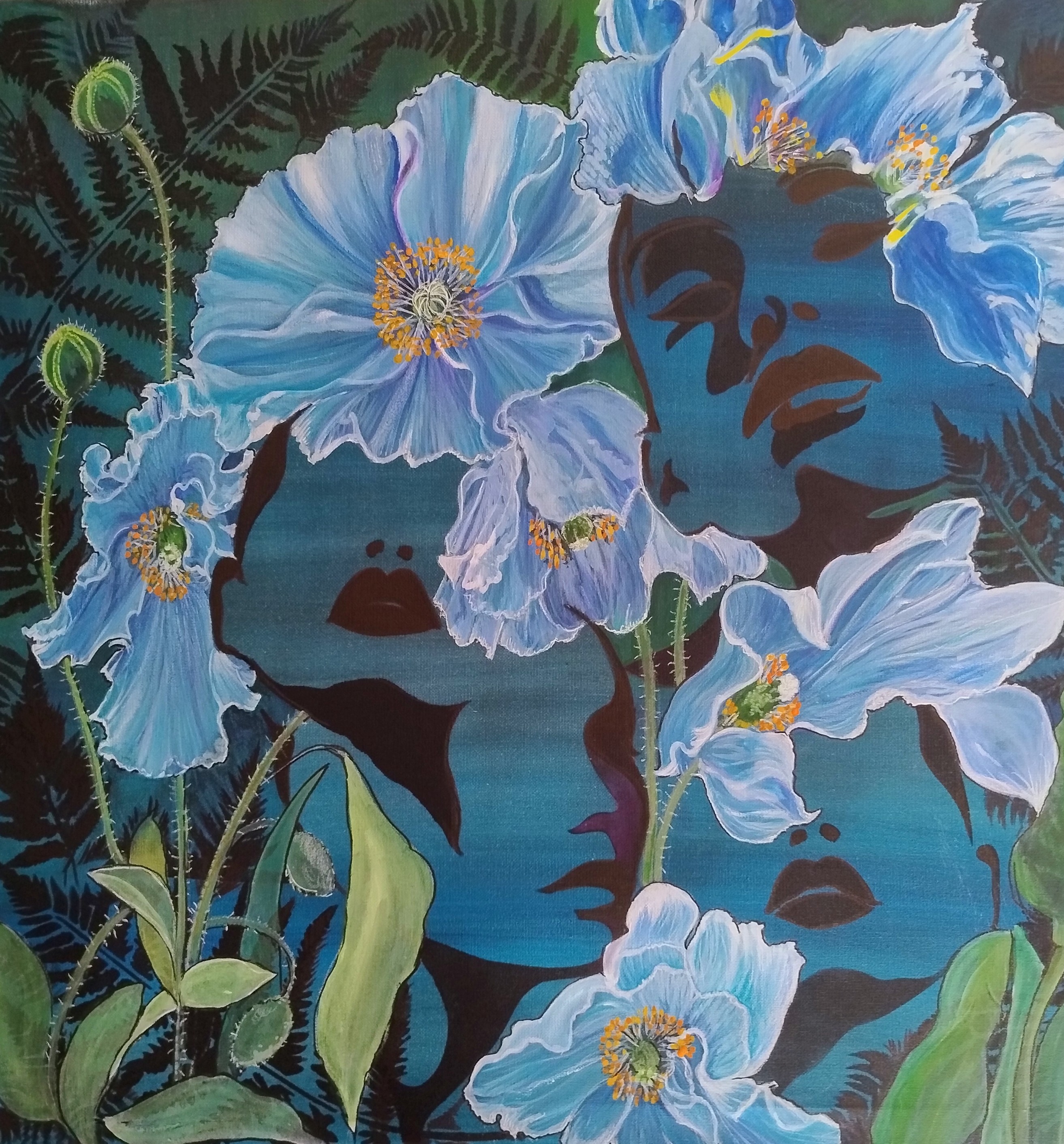 Blue Poppy Dream Art Canvas