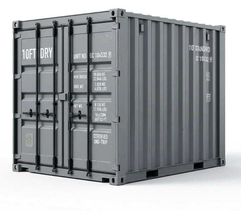 10ft Standard Shipping Container – One-Trip – Gray