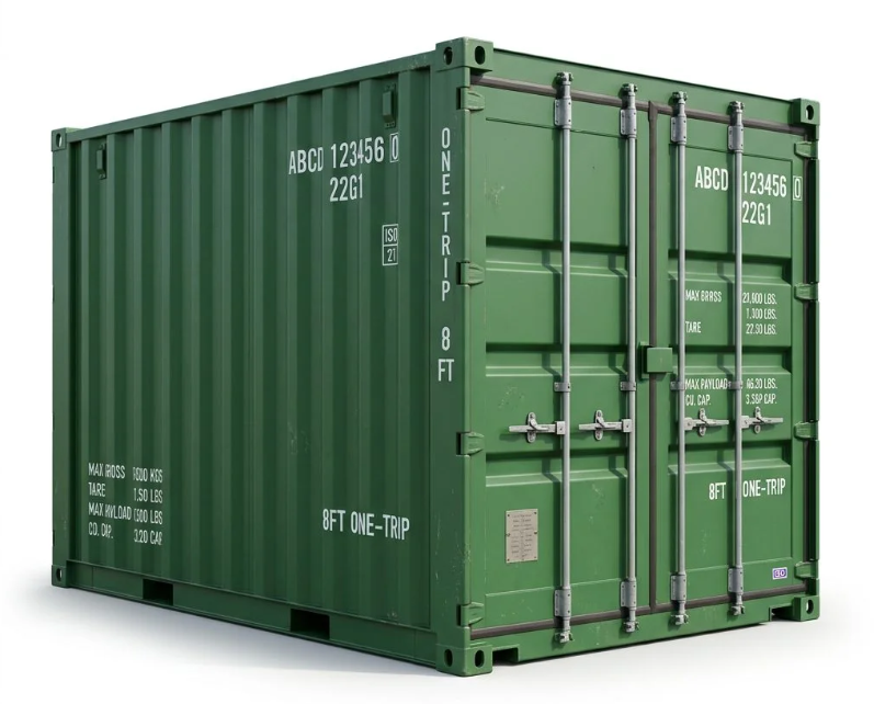 8ft One-Trip Shipping Container – One-Trip – Green