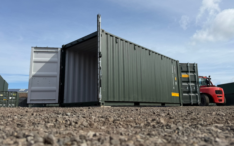 20ft New One Trip Tunnel Container Green at Darlington A66