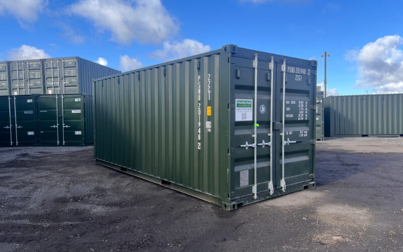 20ft New One Trip Shipping Containers – RAL 6007 Green