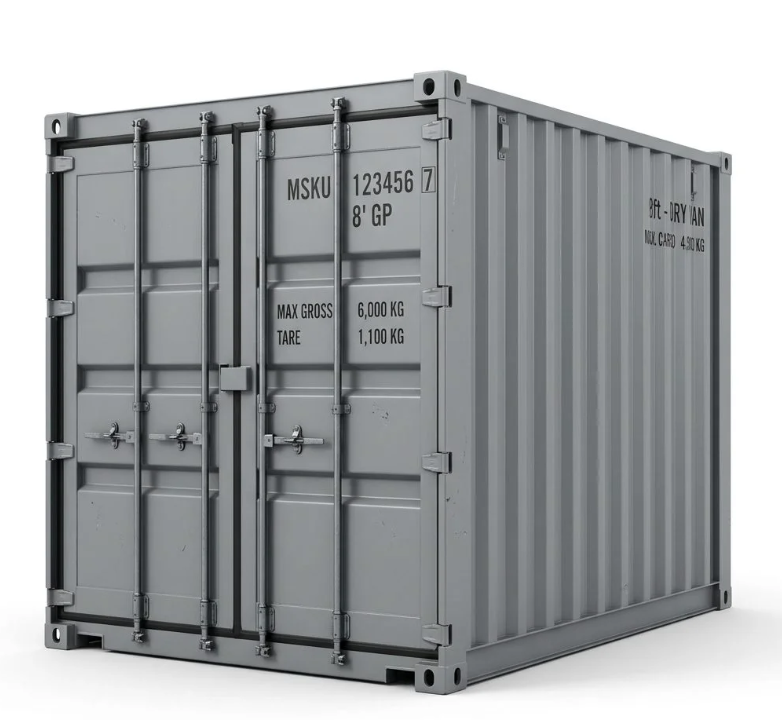 8ft One-Trip Shipping Container – One-Trip – Gray