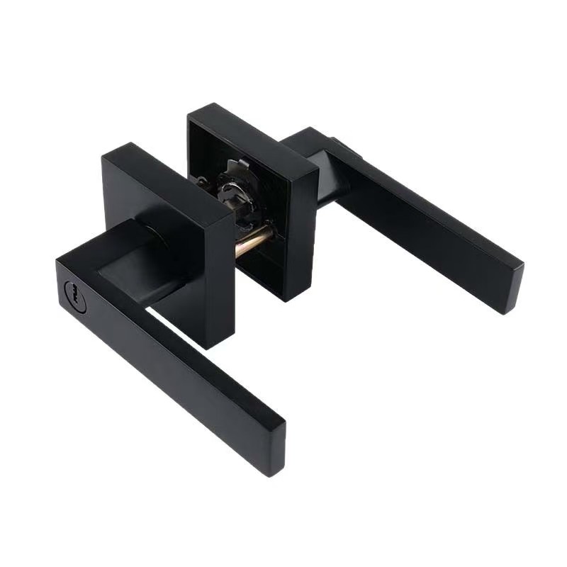 Modern Black Door Lever Lock