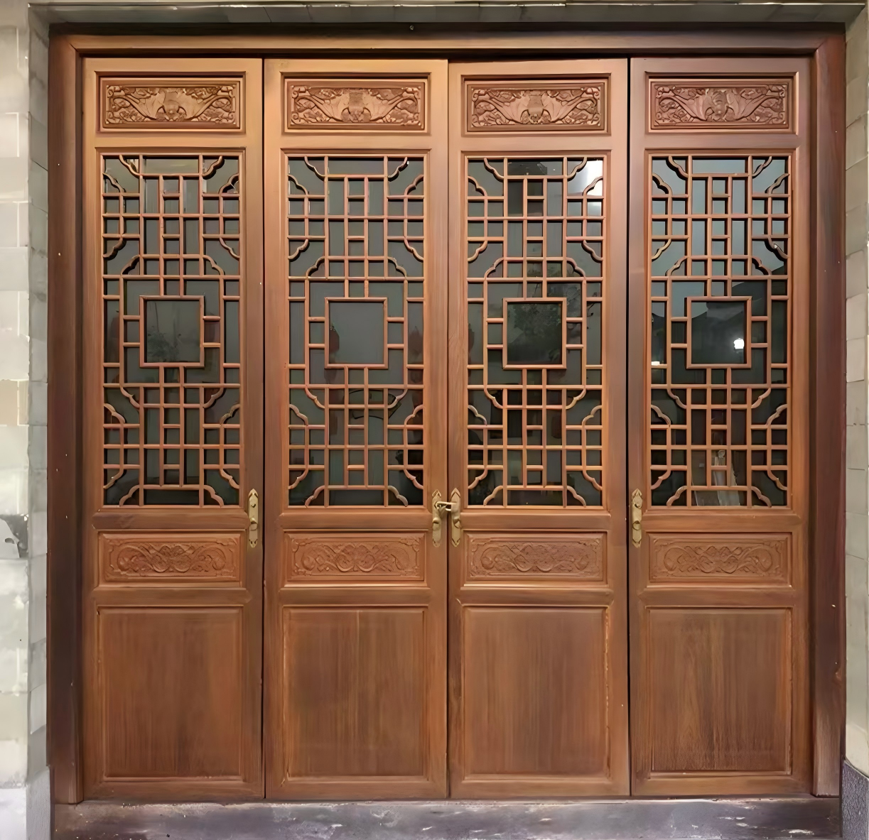 Chinese Oriental Hand Carved Solid Wood Door | Custom Available 
