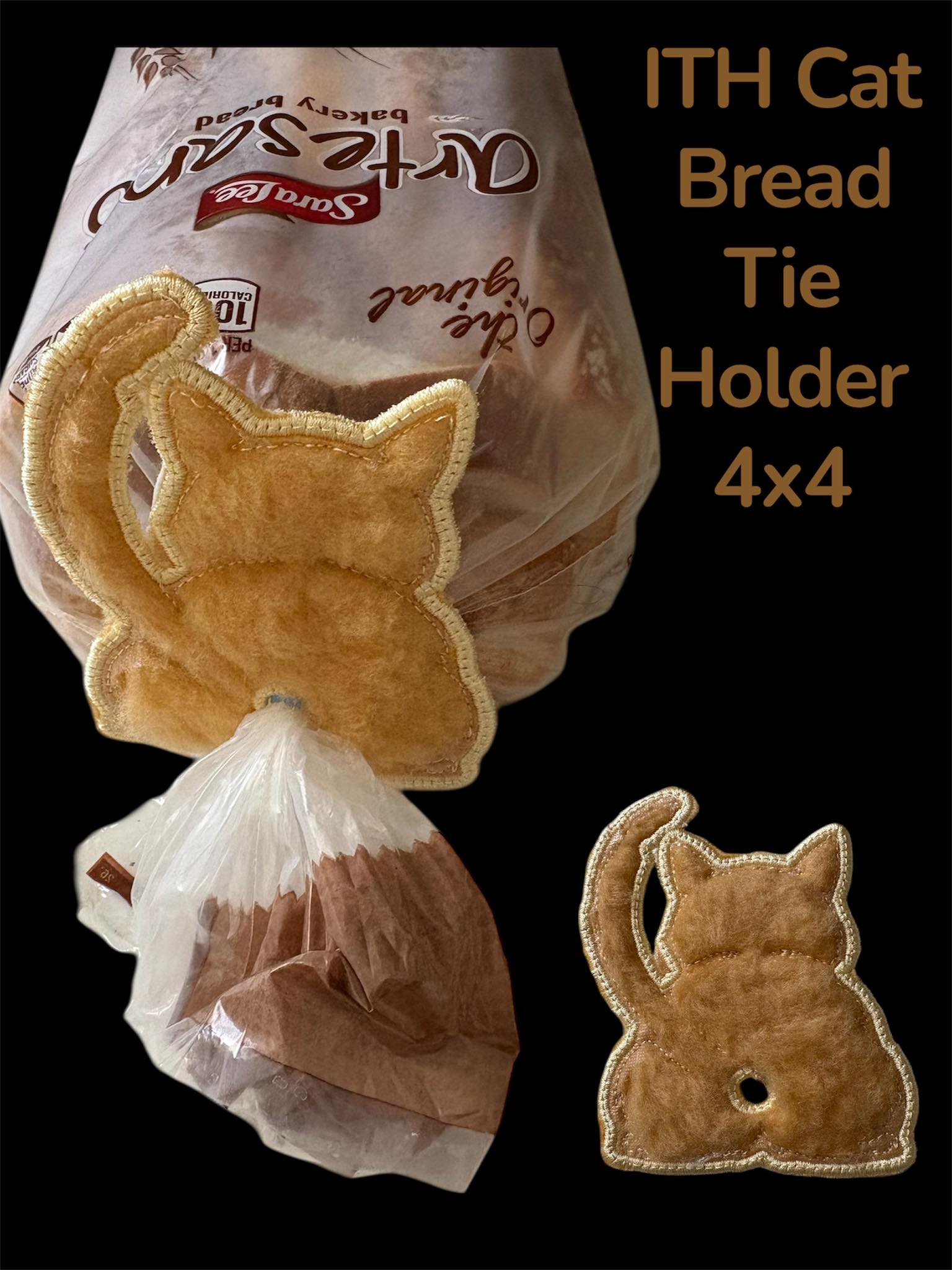ITH Cat Bread Tie Holder