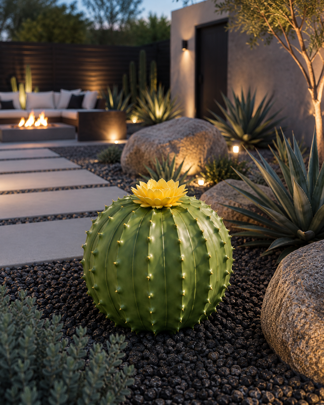 Modern Ball Cactus Decorative Yard Art   