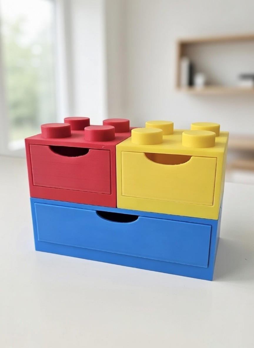 Organizzatore per scrivania forma di mattone colorato