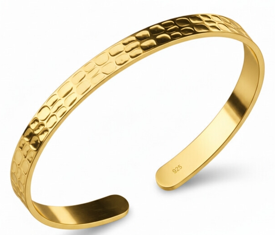 Gold Hammered Cuff Bracelet