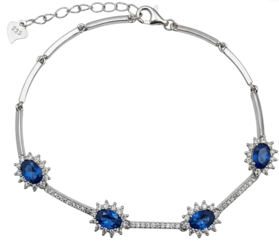 Blue Sapphire & Diamond Bracelet