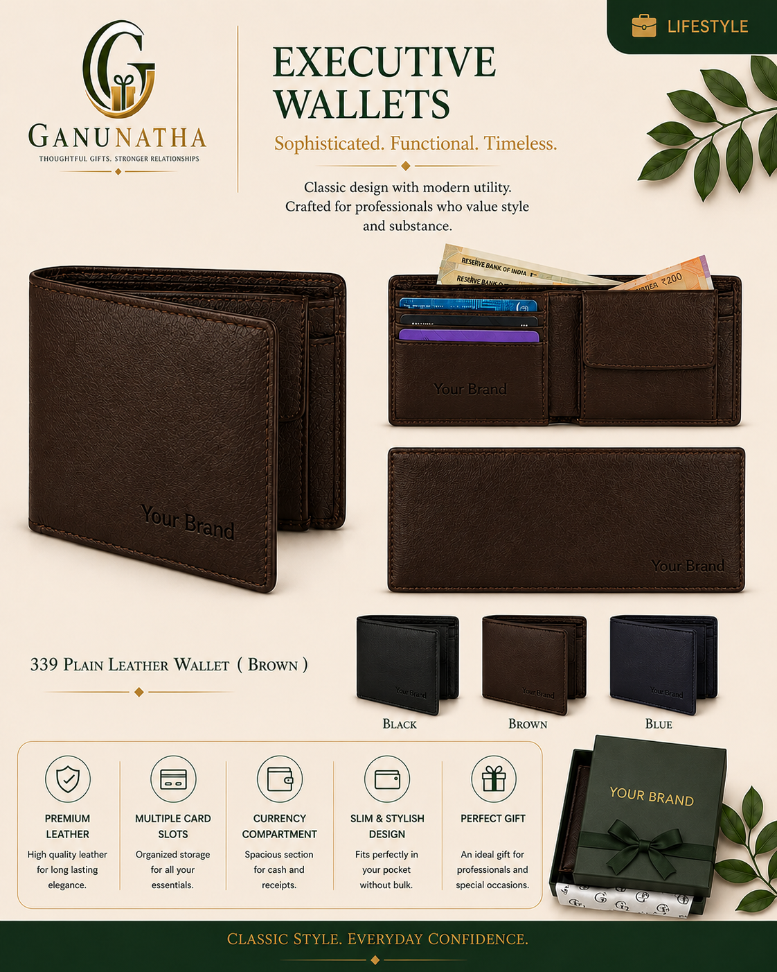 Executive Plain Leather Wallet