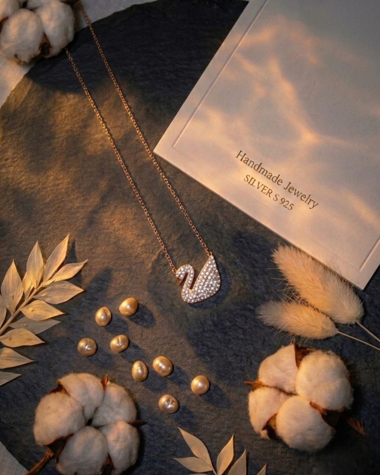 Crystal Swan Pendant Necklace