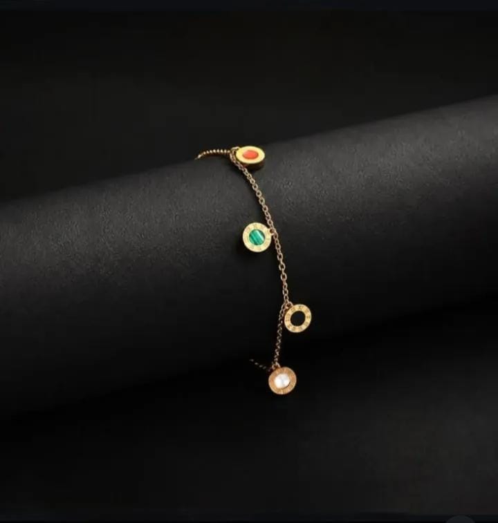 Roman Multi-Charm Handcuff Bracelet