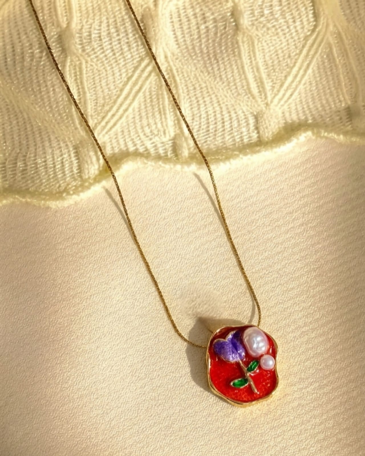 Scarlet Tulip Pendant Necklace