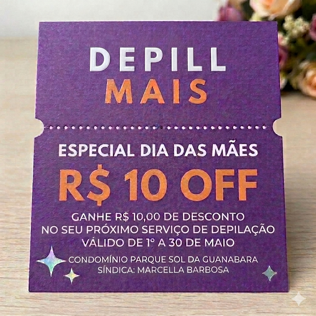 CARTÃO DE PRESENTE DEPILL10 EVENTO CONDOMINIO SOL DA GUANABARA
