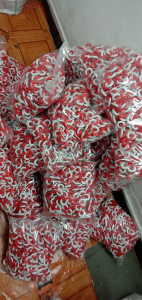 Red and White Ribbon Keychains