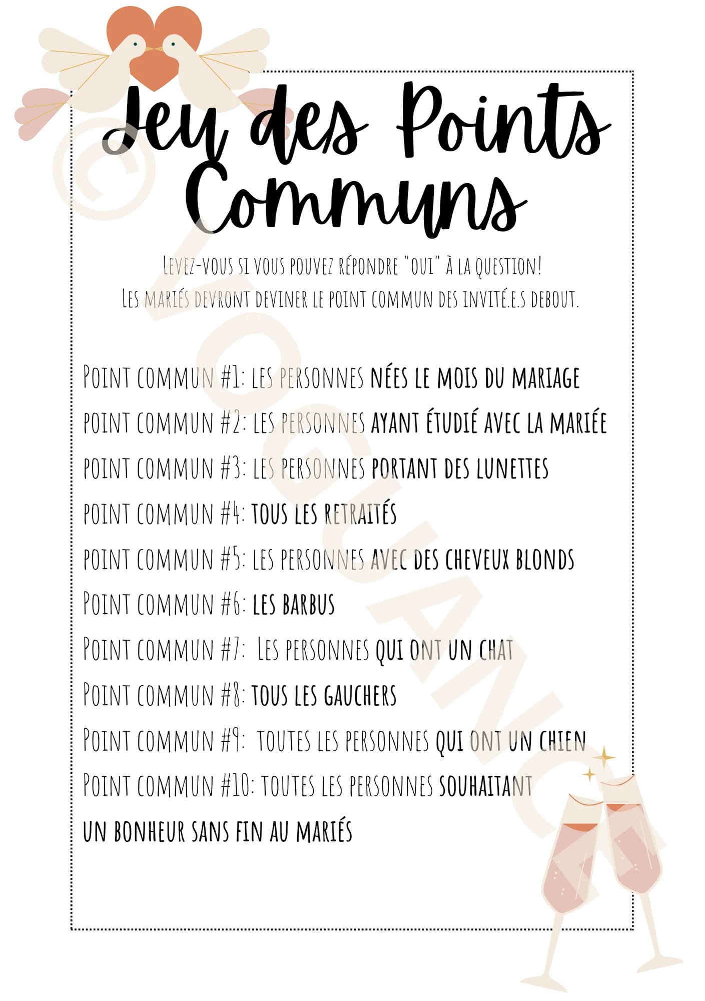 Jeu des Points Communs 