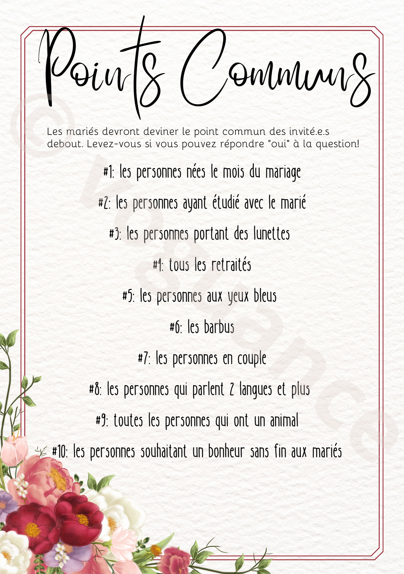 Lot 3 jeux de mariage
