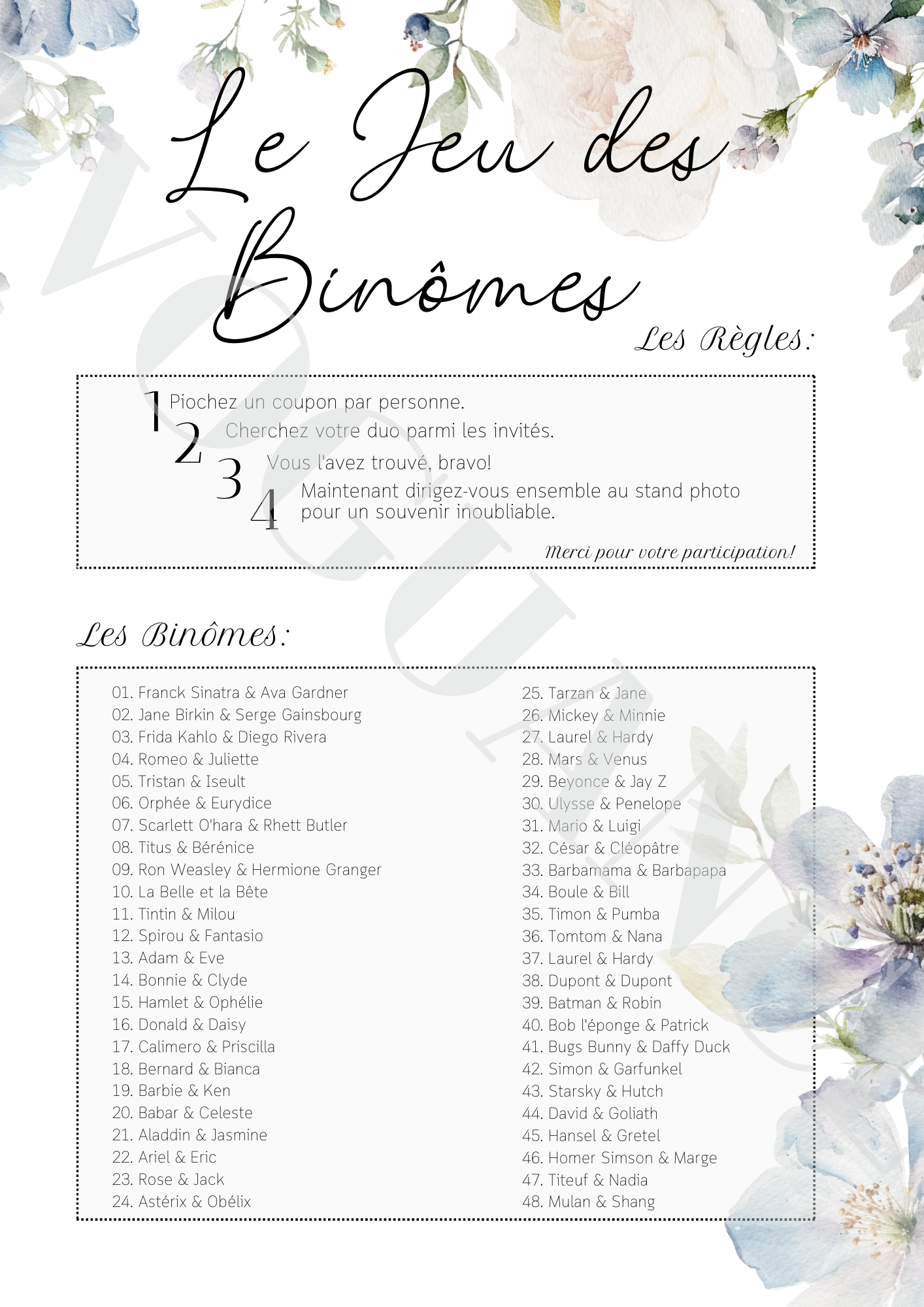 Jeu des Binômes 