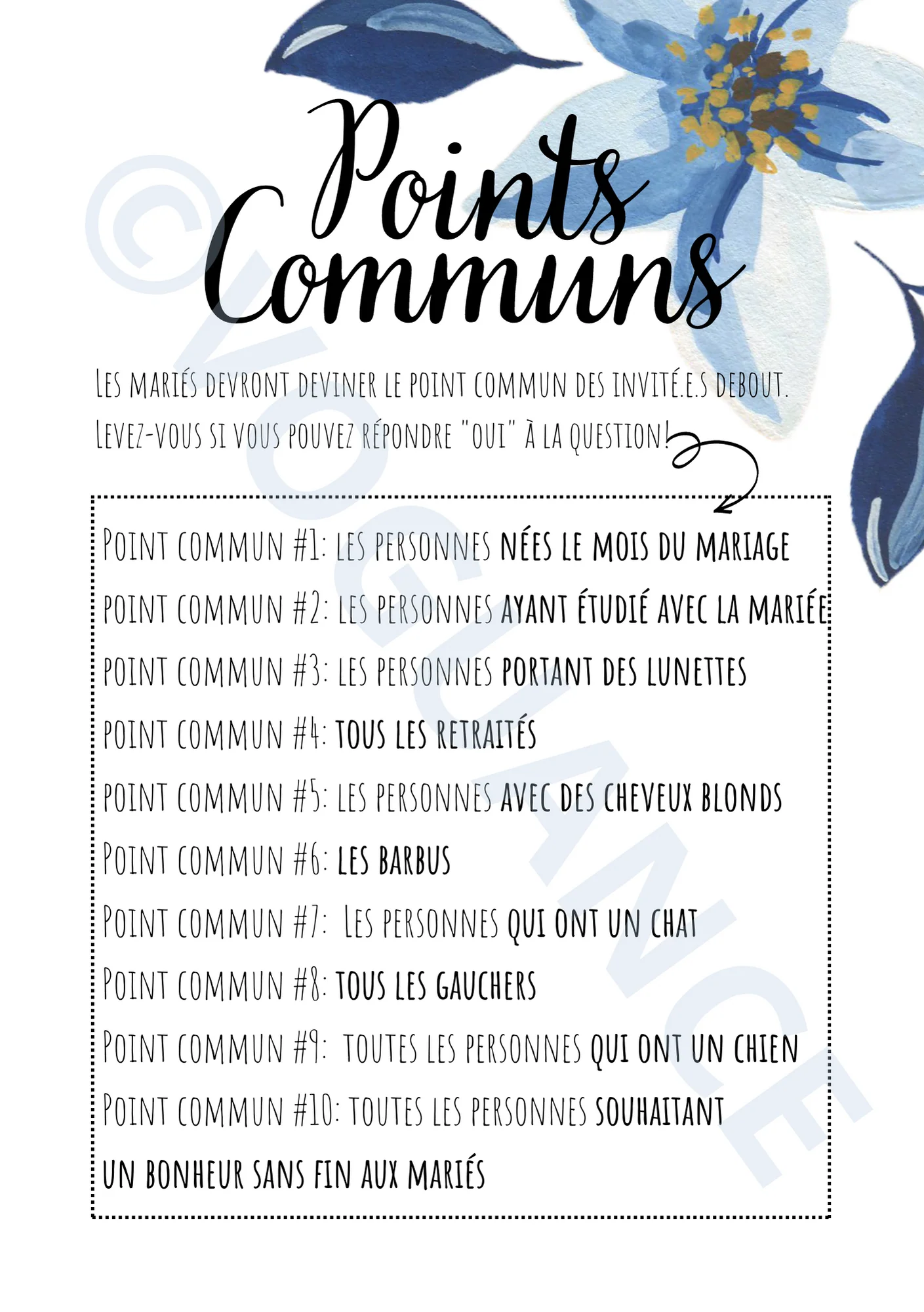 Lot 3 jeux de mariage