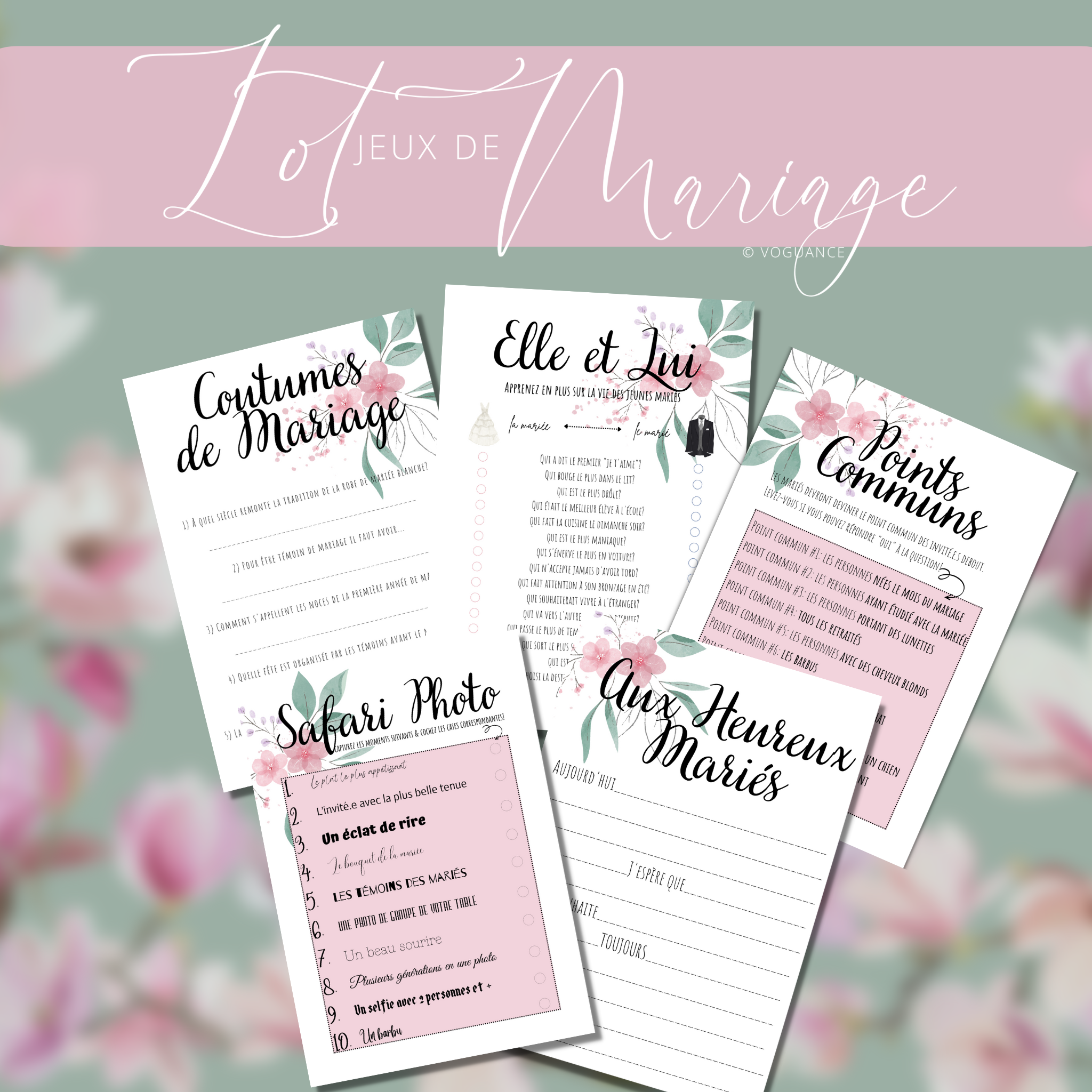 Lot de 5 jeux de mariage