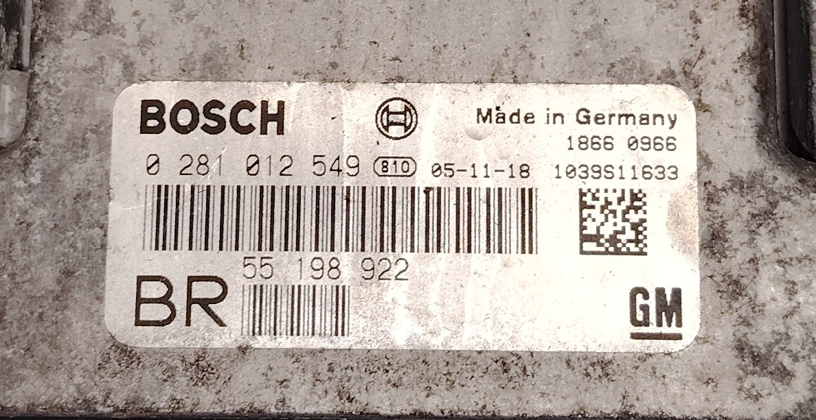 Calculateur moteur d’occasion Bosch EDC16C9 0281012549 55198922 – Opel Astra H / Zafira B 1.9 CDTI