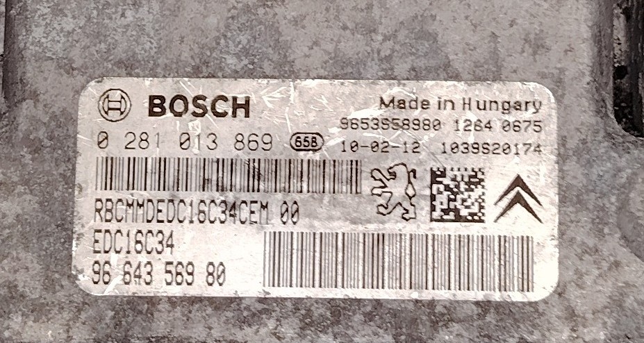 Calculateur moteur bosch EDC16C34 0281013869 9664356980 – Peugeot Expert / Citroën Jumpy 1.6 HDi