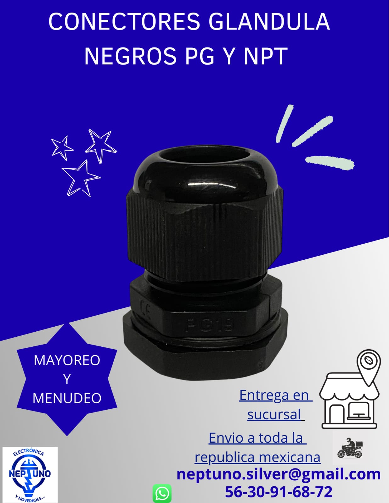 Conector Glandula Negro PG/NPT