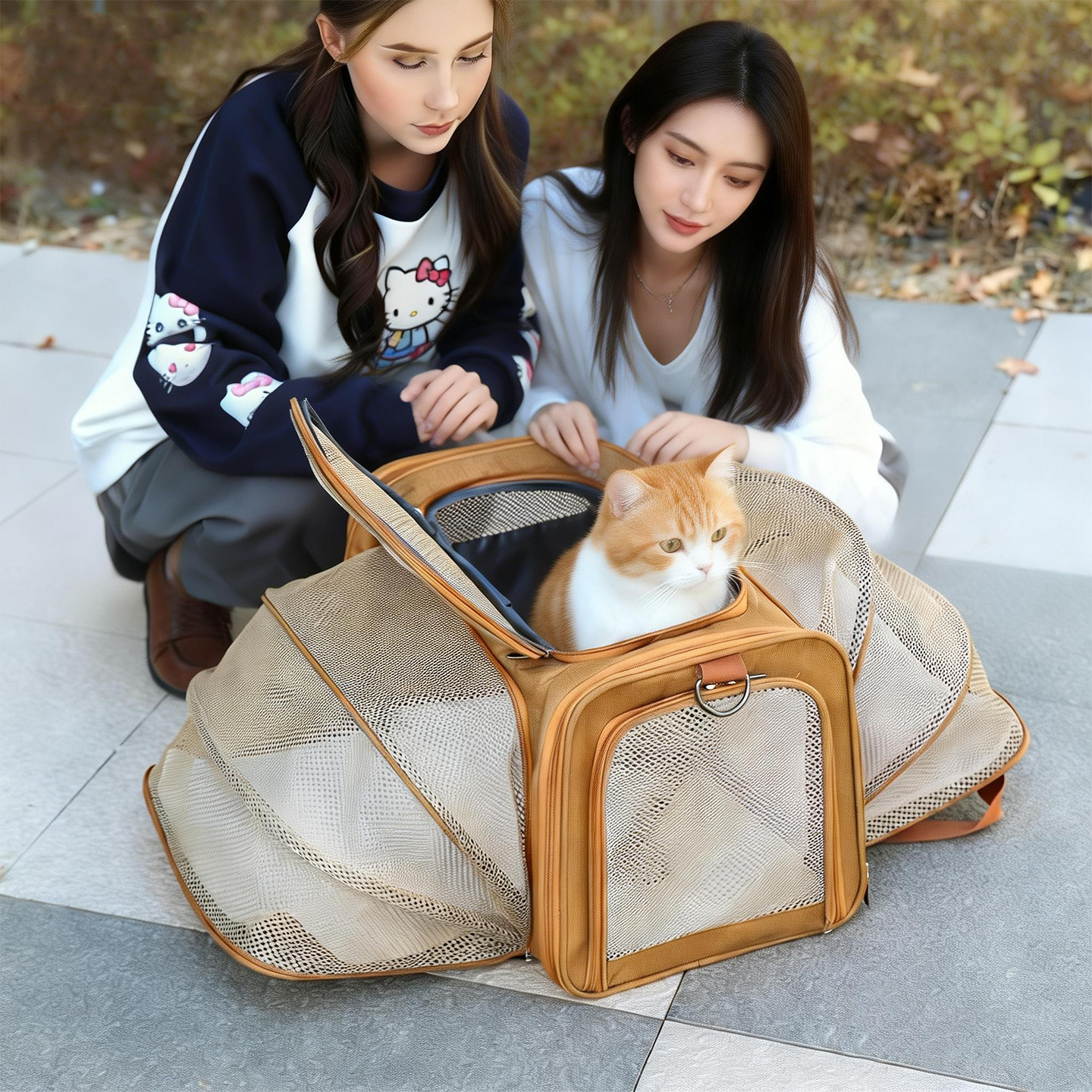 Expandable Soft-Sided Pet Carrier, Cat Dog Travel Bag with Double-Sided Extension, Breathable Mesh, for Small & Medium Pets