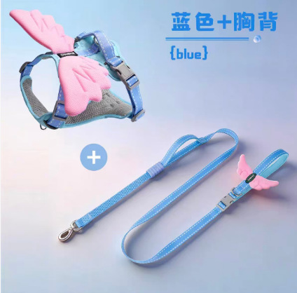 Blue Angel Wing Pet Harness and Leash Set