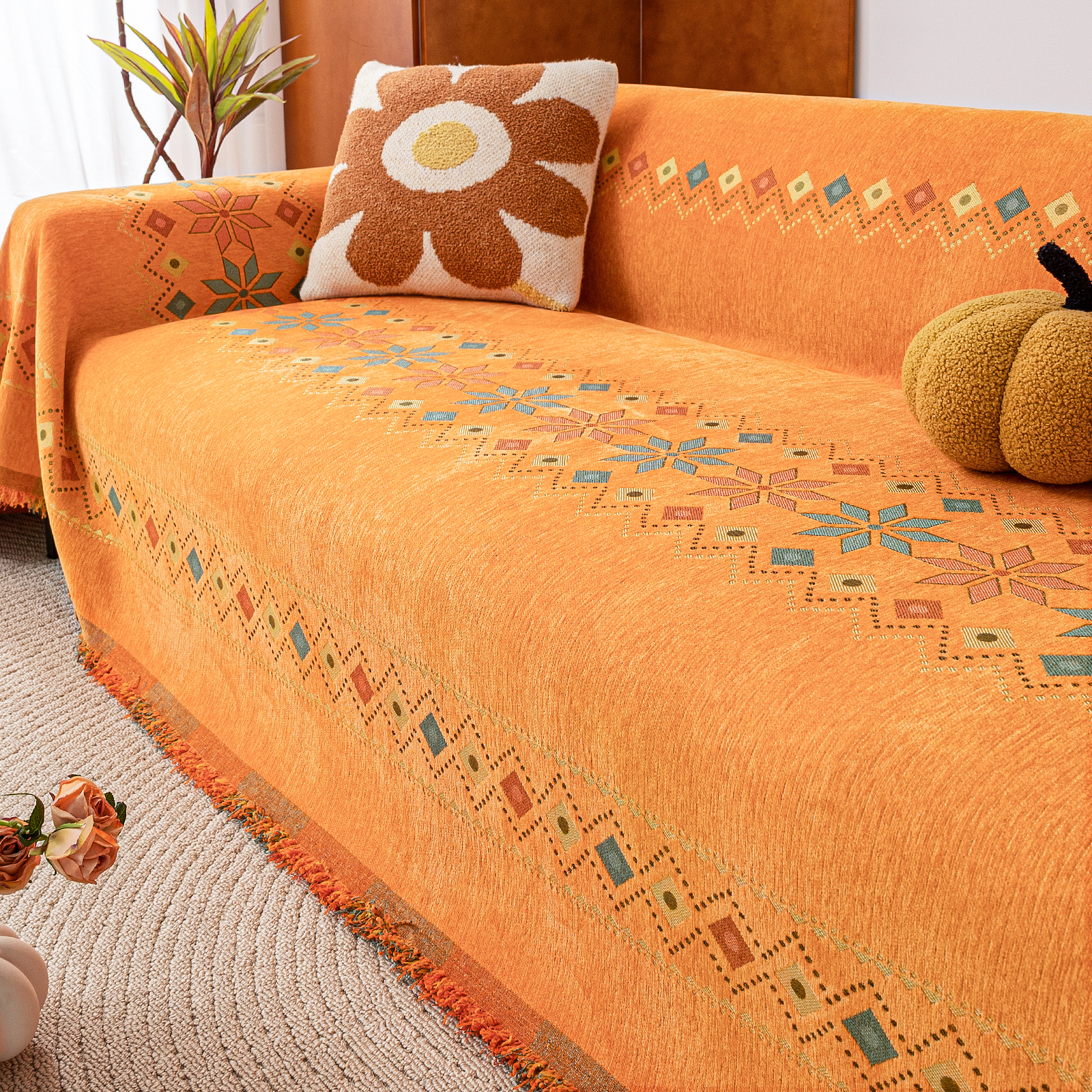 Bright Geometric Sofa Cover