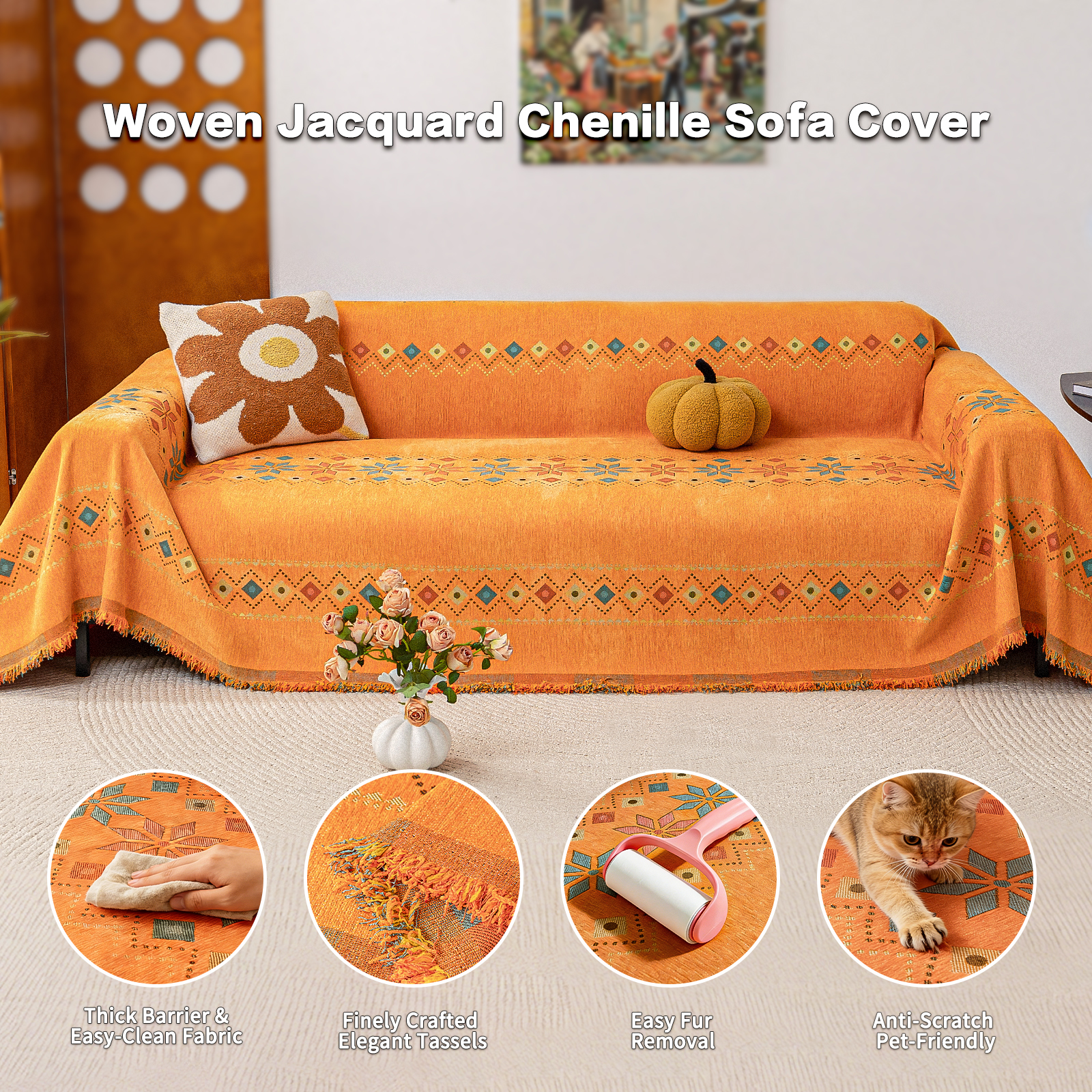 Bright Geometric Sofa Cover