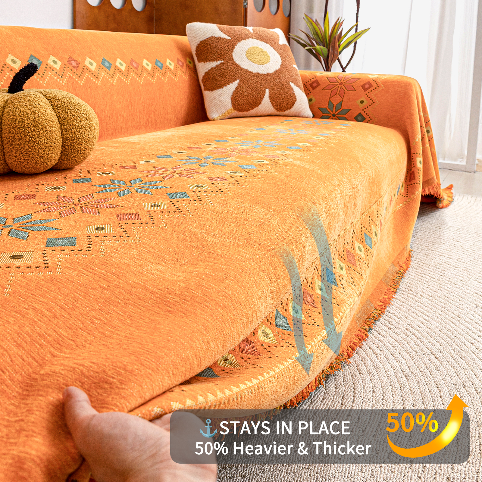 Bright Geometric Sofa Cover