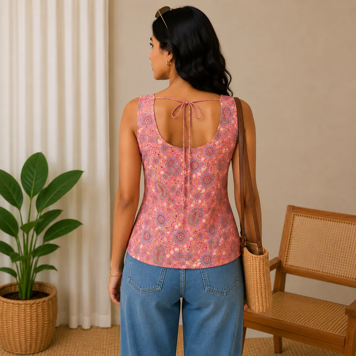 Rosé Paisley Top