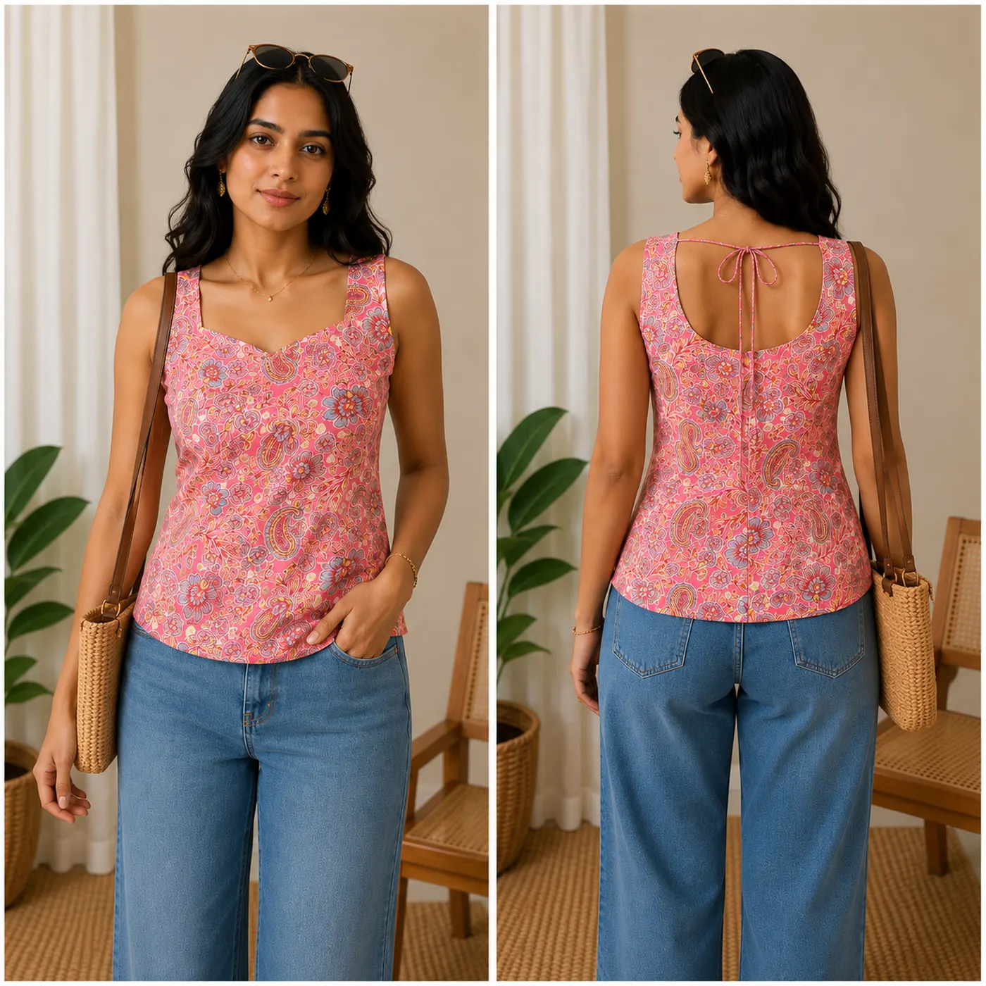 Rosé Paisley Top