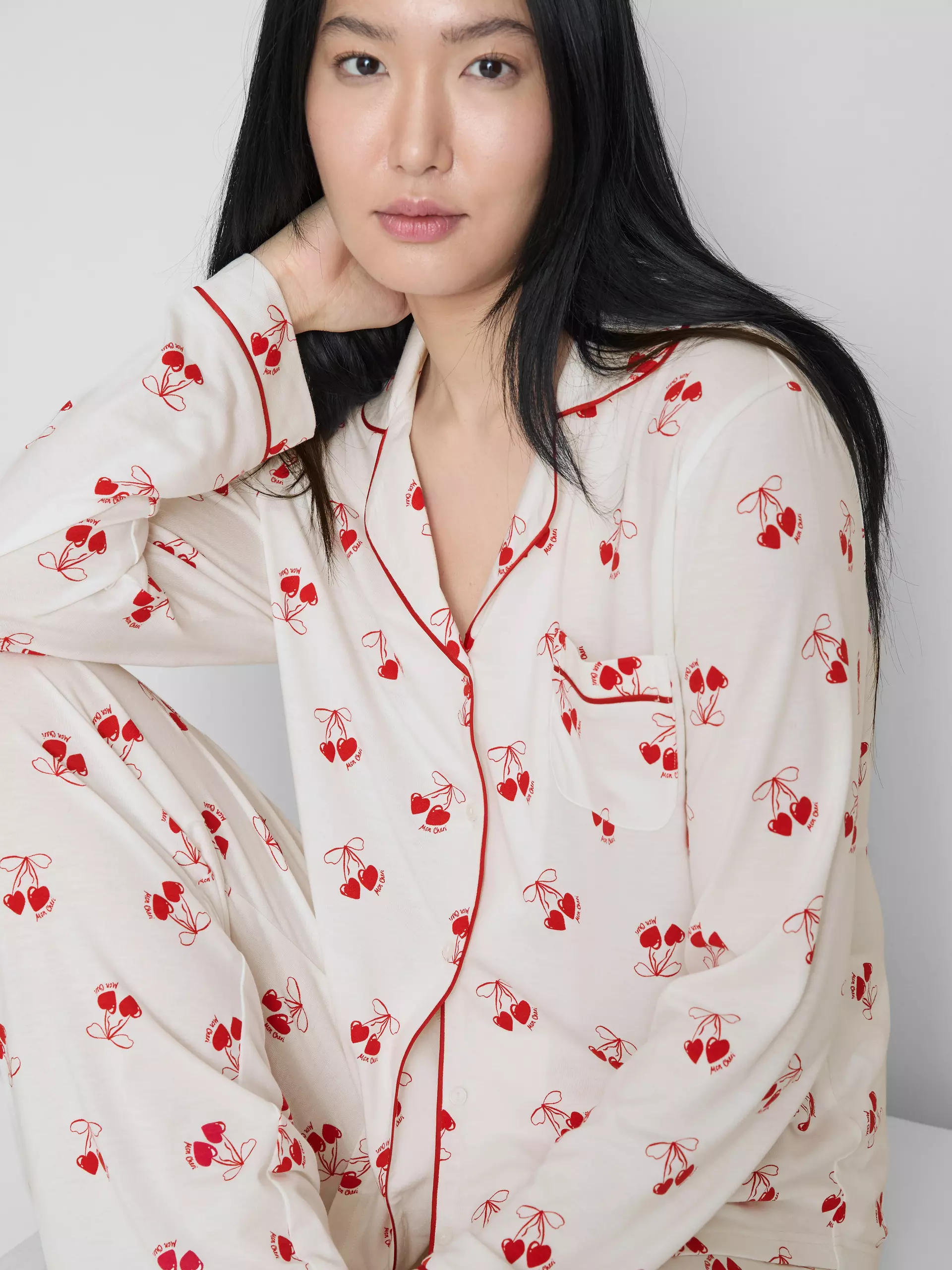 Cherry Printed Long Sleeve Pyjama Set
