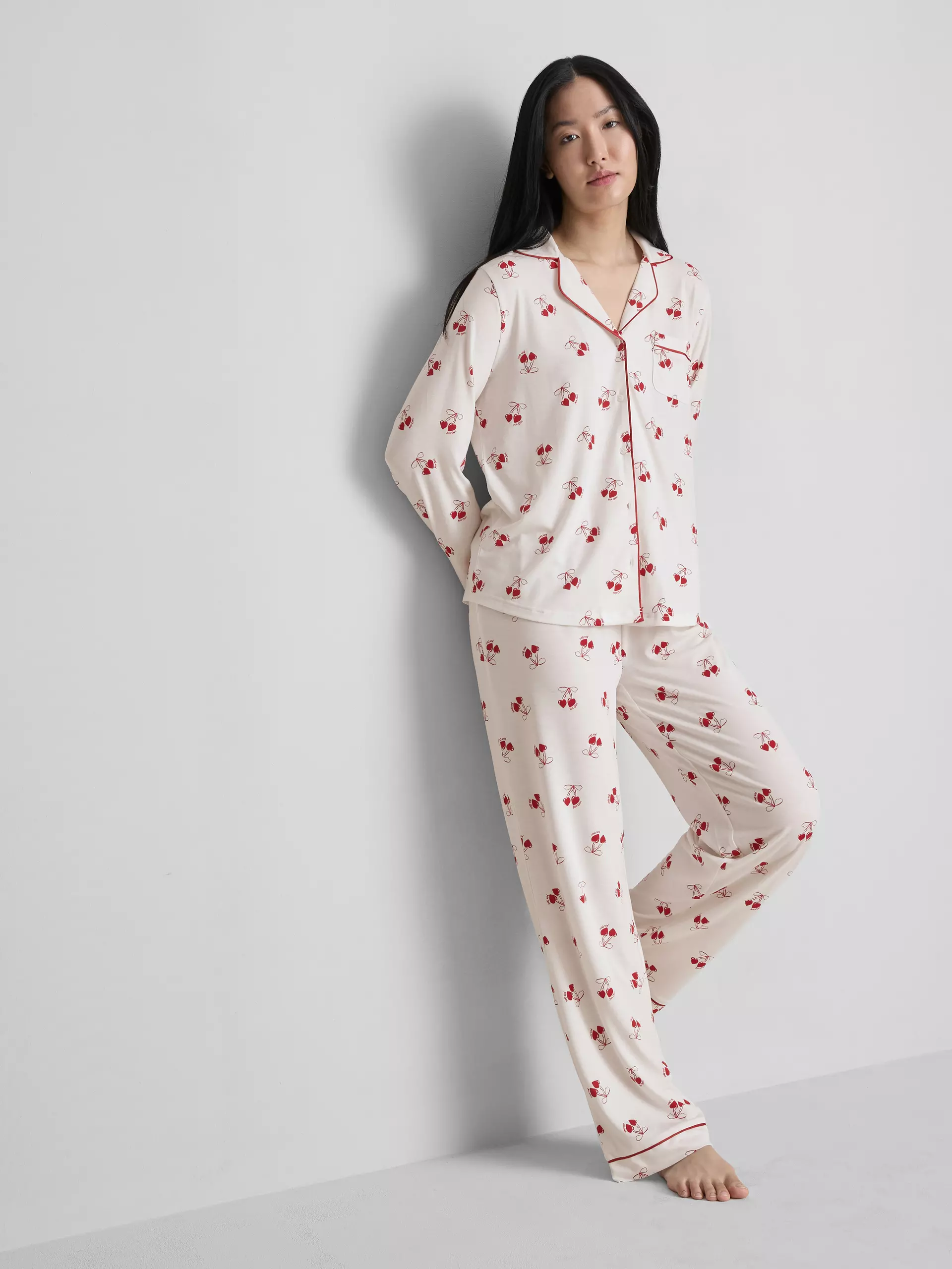 Cherry Printed Long Sleeve Pyjama Set