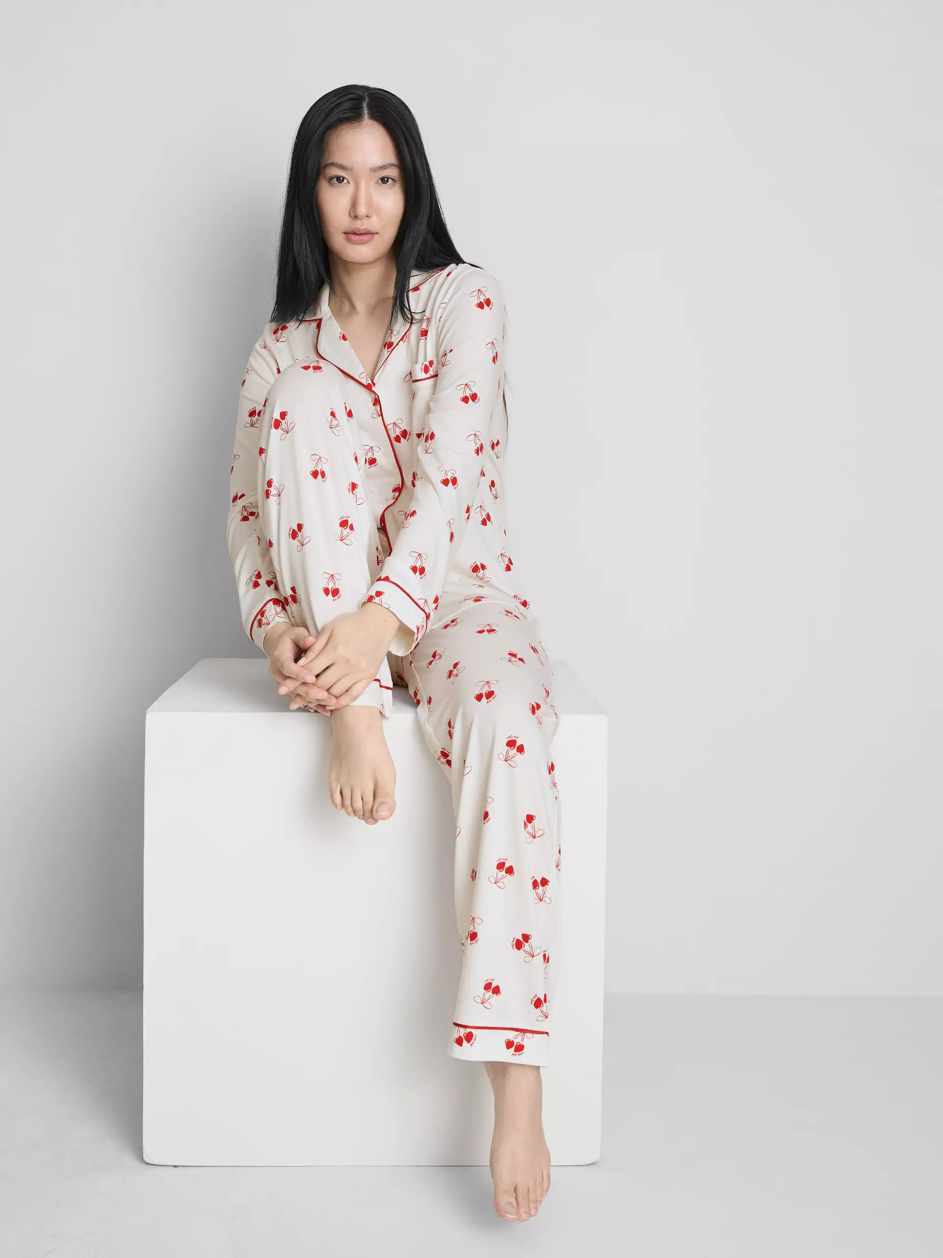 Cherry Printed Long Sleeve Pyjama Set