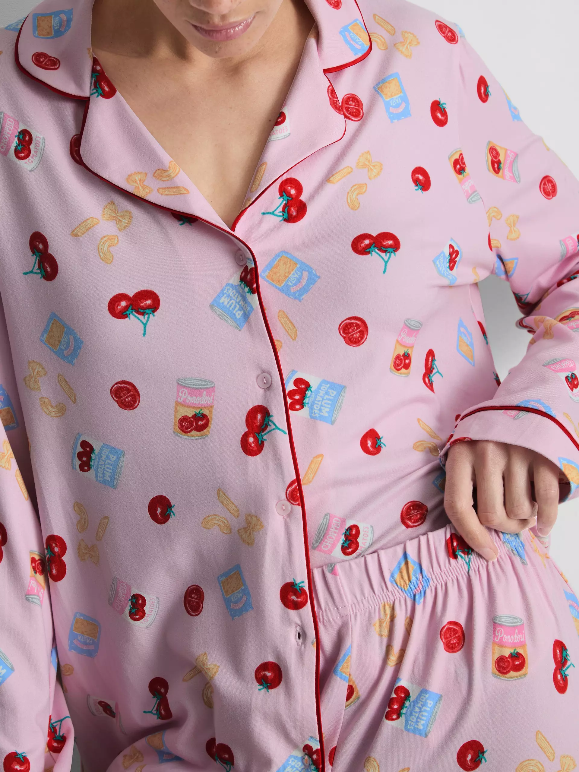 Pasta and Tomatoes Printed Long Sleeve Pyjama Set