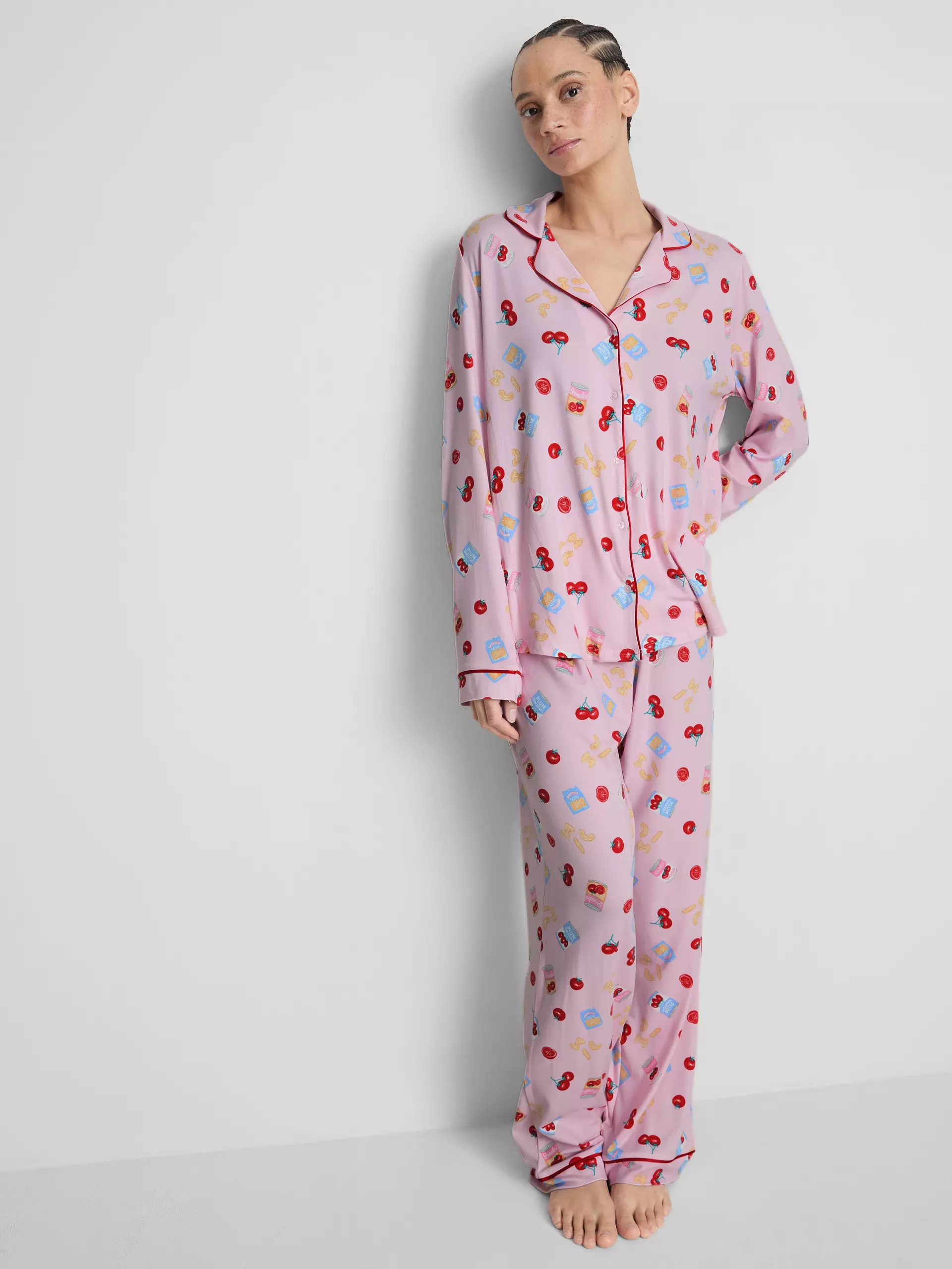 Pasta and Tomatoes Printed Long Sleeve Pyjama Set