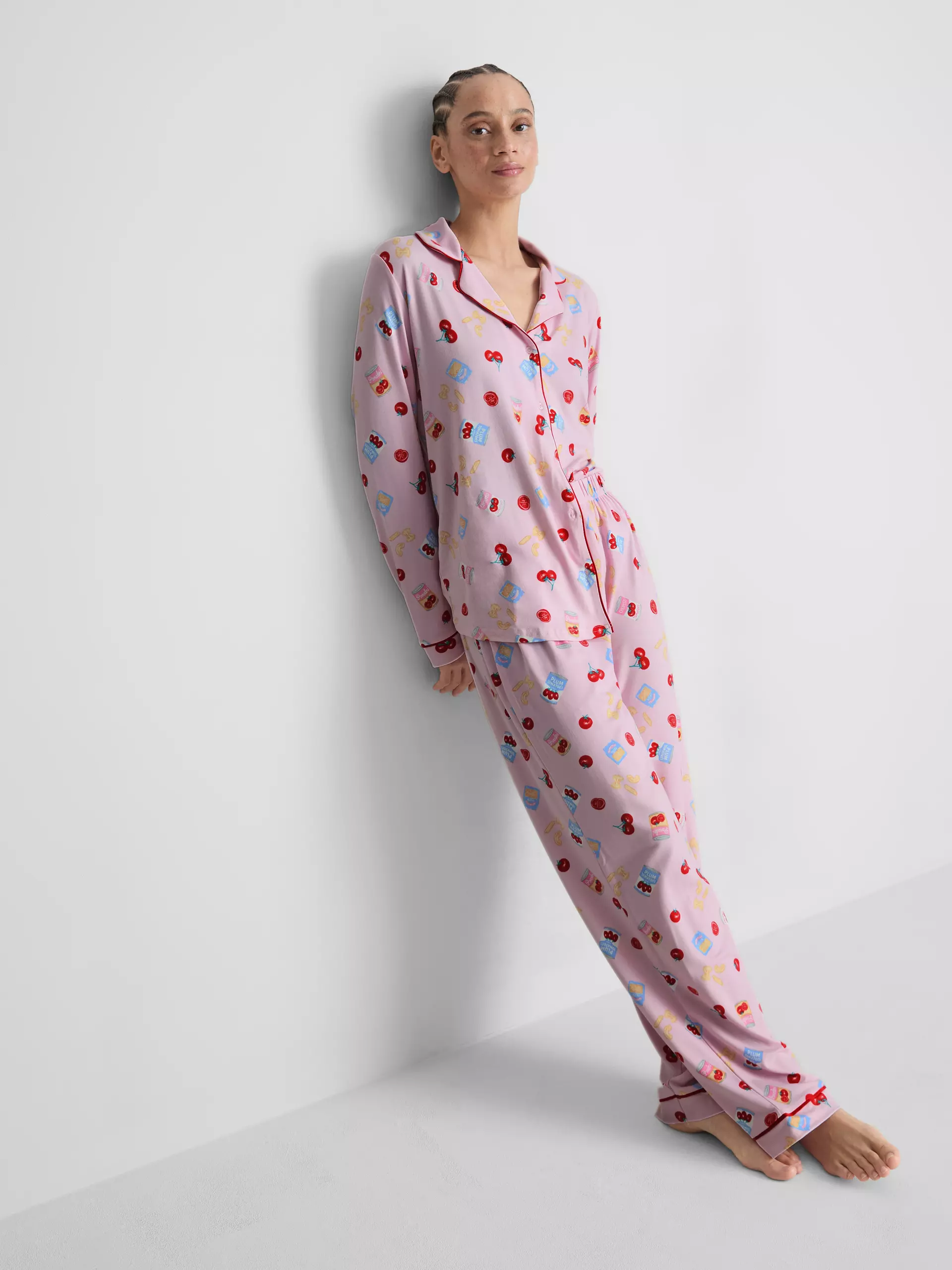 Pasta and Tomatoes Printed Long Sleeve Pyjama Set