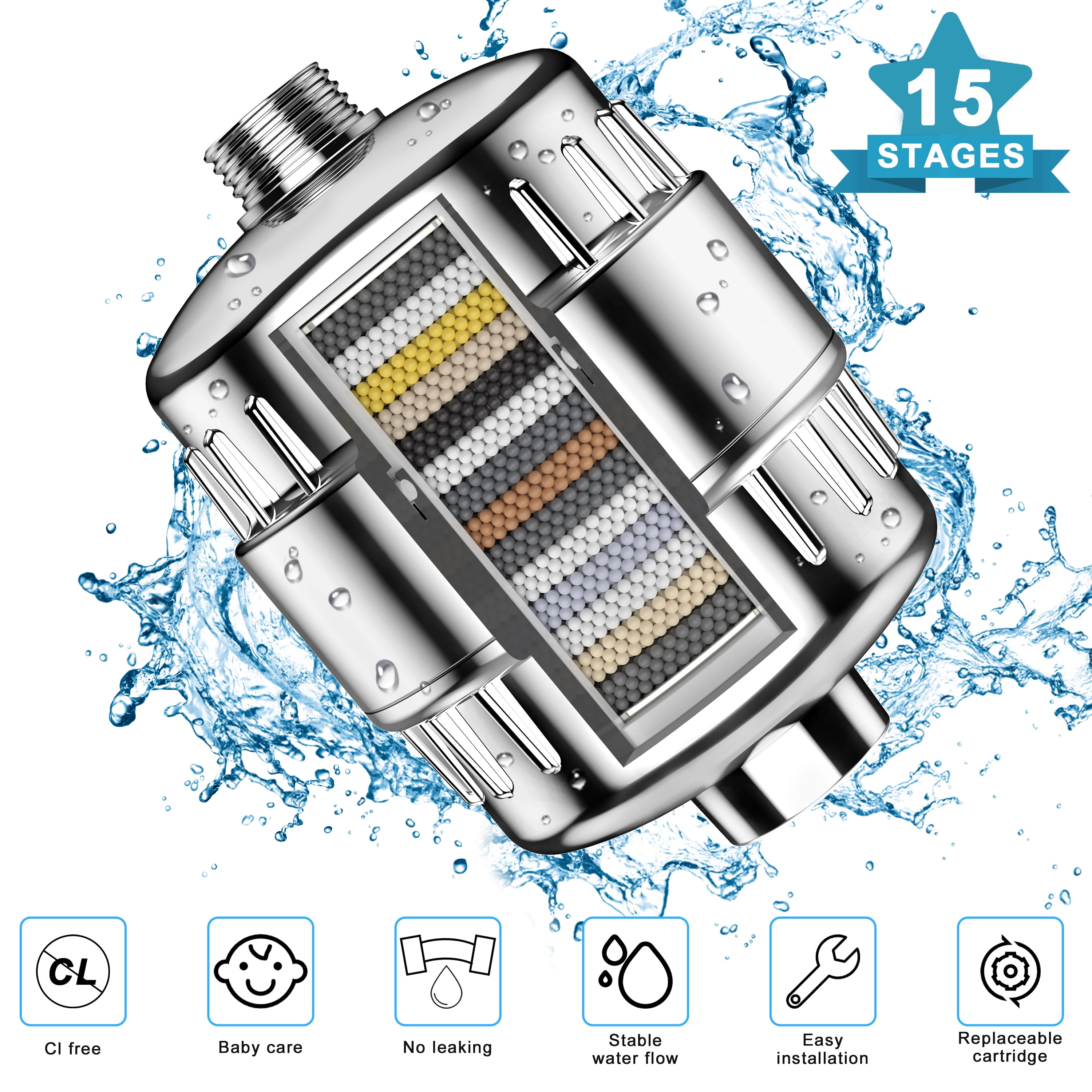 AQUALUX 15-Stage Shower Water Filter